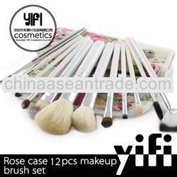 Distributor!Rose flower case 10pcs makeup brushes makeup brush belt