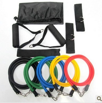 11pcs in 1 set , Latex Resistance Bands Fitness Exercise Tube Rope Set Yoga ABS Workout Fitness Free