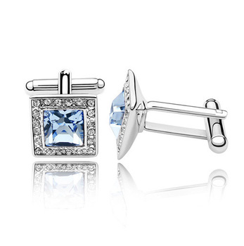4 Colors for Option Platinum Plated 100% Austria Crystal Cufflinks For Men