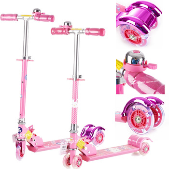 Hellokitty HELLO KITTY child adjustable flash wheel bike four wheel scooter