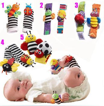 free shipping 4pcs/set  baby rattle toys Lamaze Garden Bug Wrist Rattle Foot Socks