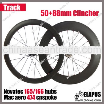 100% full carbon track bike wheel carbon wheels 50mm+88mm clincher