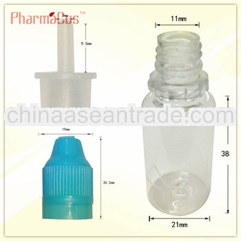 10ml PET long thin tip amber bottle with childproof and tamper cap /triangle mark