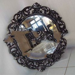 Antique Mirror Classic Solid Mahogany Frame Wood Silver Painted French Style Home Furniture