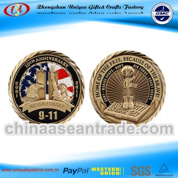 2013 custom gold plated enamel embossed carvings metal challenge coin