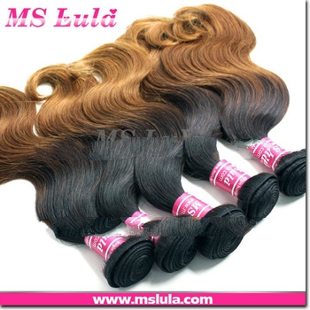 2013 hot item Ombre No Shading Brazilian Hair Bundles Extensions Velvet Remy Goddess Hair