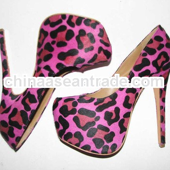 2013 sexy pink leopard pumps platform high heel shoes horsehair