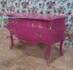 French Painted Furniture - Pink Bombay Commode Chest Of Drawers