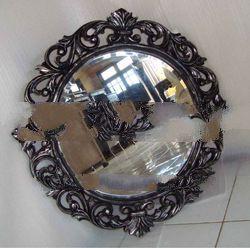 Antique Mirror Classic Solid Mahogany Frame Wood Silver Painted French Style Home Furniture