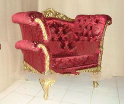 Italian Sofa Antique Reproduction Chair Solid Wood Mahogany Painted Classic European Home Living Roo