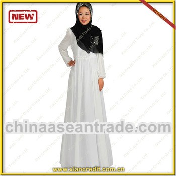 Beautiful long white kaftans with unique design salable in Singapore KDT-225