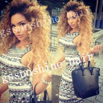 Best Sale two tone ombre color kinky curly 100% virgin peruvian human hair glueless silk top lace fr