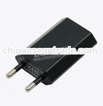 Black 5V 1A EU Plug USB battery Adapter charger power supply for Iphone,Ipad