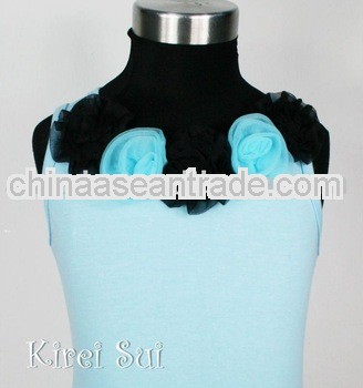 Black and Turquoise Blue Rosettes with Light Blue Tank Tops Pettitop 1-10 Y R38