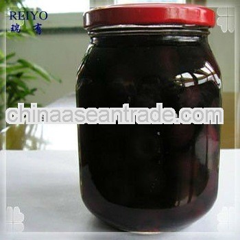 Canned jars cherries blue in syrup 580ml in China with stem 2013