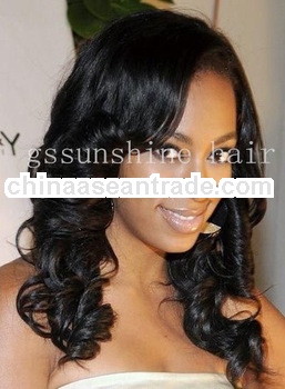 Celebrity Style #1b big curl virgin indian hair glueless full lace 100% human hair wig wholesale