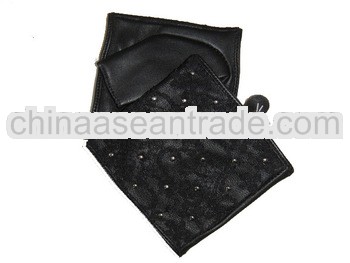 Fashion Ladies fingerless glove with lace on back