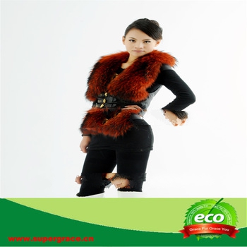 Fashon Beauty Female Raccoon dog Fur Coat