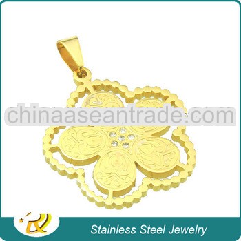 Five Leaf Pendant Gold Plating Pendant CZ stone Pendant