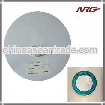 Heated anti fog pad for ornate mirror