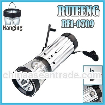 High Brightness Hand Cranking LED Flashlight/Torch with compass