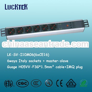 Italy 6Ways rack PDU with master-slave protector