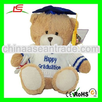 LE-D597 GRADUATION SWEATER BEAR with Blue Cap - New Stuffed Animal