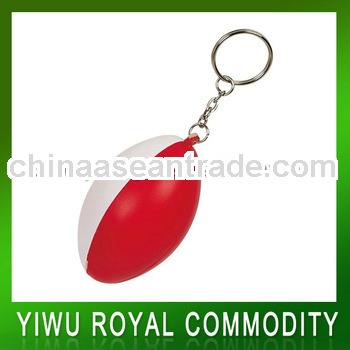 PU Foam Rugby Stress Ball Keychain
