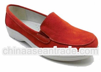 ROCK-1018 Cow suede upper and white PU outsole old ladies shoes