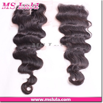 Size 4X4" body wave malaysian virgin lace closures,black top lace closure malaysian body wave c