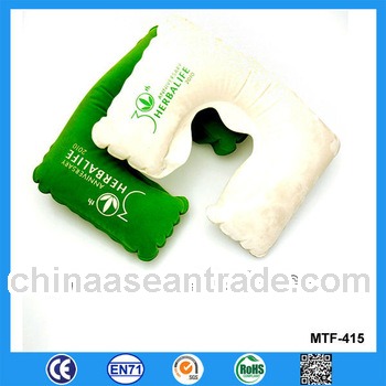 U shape inflatable neck pillow, custom logo inflatable travel neck pillow for promotion