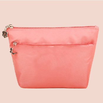 Watermelon red double layer medium cosmetic bag