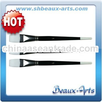 White Nylon Brush Acrylic-Short, Black Lacquered Handle With White Tip
