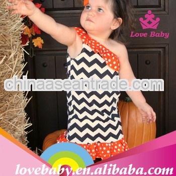 Wholesale Hallowmas zig zag one-shoulder baby chevron dress