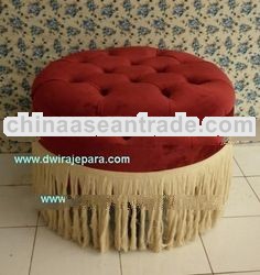New Red Round Ottoman Furniture with Tassel Designs