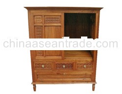 INDONESIA FURNITURE TEAK WOOD TV CABINET 3 DRAWERS 2 DOORS