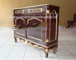 Mahogany Painted Commode French Style Buffet Classic Wooden Cabinet Antique Reproduction Side Board