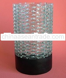 Round compiled glass piece candle holder