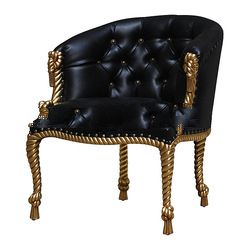 Mahogany Pelilitte Chair with Black Upholstery