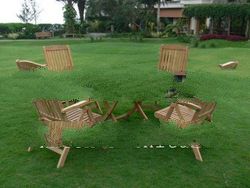 Round Folding Table Set with Recliner Chair