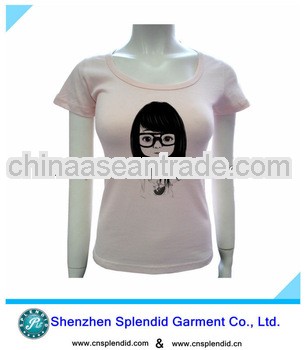 women summer lovely pink t shirts printing