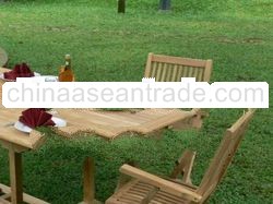 Teak Outdoor Furniture: Rectangular Extending Table and SAnur Folding Armchair
